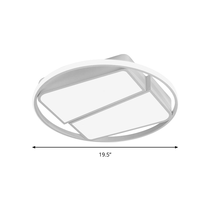 Modern Metal Black/White LED Ceiling Mount Light - 2-Trapezoid Design, 16"/19.5" Wide Flush Fixture for Bedroom in Warm/White Light