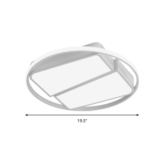 Modern Metal Black/White LED Ceiling Mount Light - 2-Trapezoid Design, 16"/19.5" Wide Flush Fixture for Bedroom in Warm/White Light