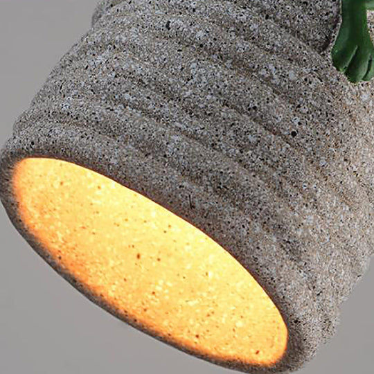 Industrial Frog Deco Cylinder Pendant Light: 1-Light Cement And Resin Lamp In Brass/Black/Grey For