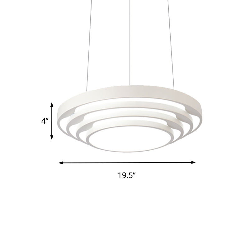 Modern Tapered Round Pendant Ceiling Light Kit - Metal LED Hanging Light in Black/White, Warm/White/Natural Light