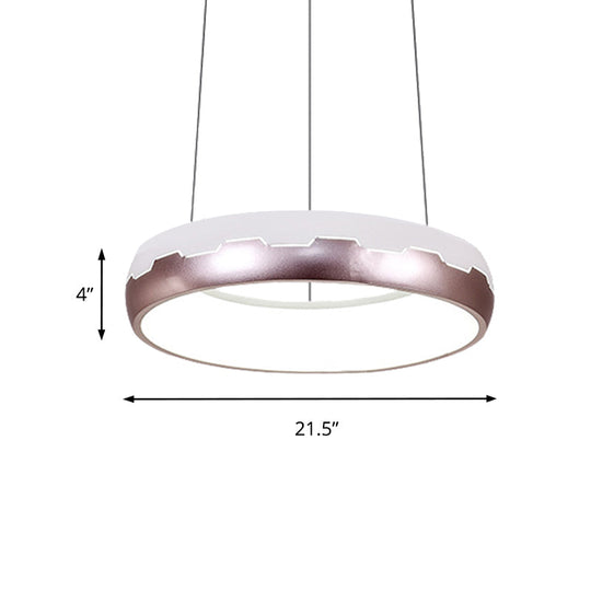 Modern Rose Gold LED Ring Suspended Light Kit in White/Warm, 18"/21.5" Wide