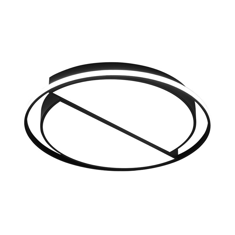 Contemporary Black Metal Flush Mount Lamp with LED Ceiling Fixture for Bedroom, 2 Sizes Available