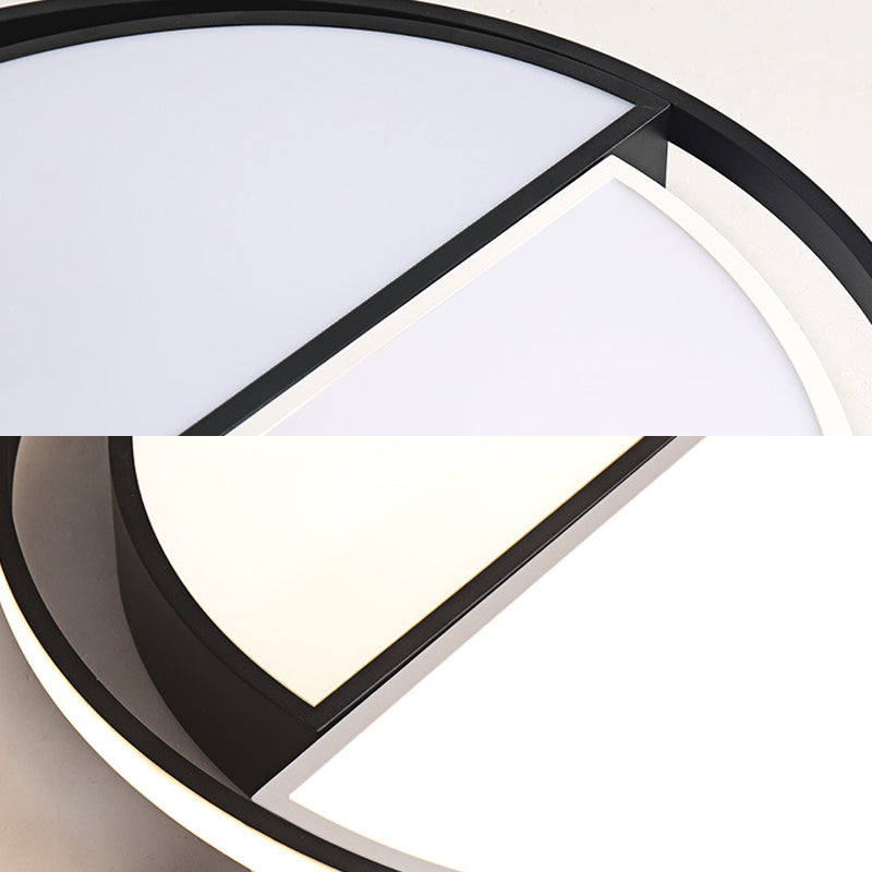 Contemporary Black Metal Flush Mount Lamp with LED Ceiling Fixture for Bedroom, 2 Sizes Available