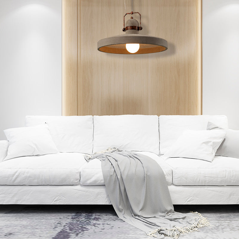 Suspension ronde de style industriel à 1 ampoule en rouille/noir pour plafond de cuisine