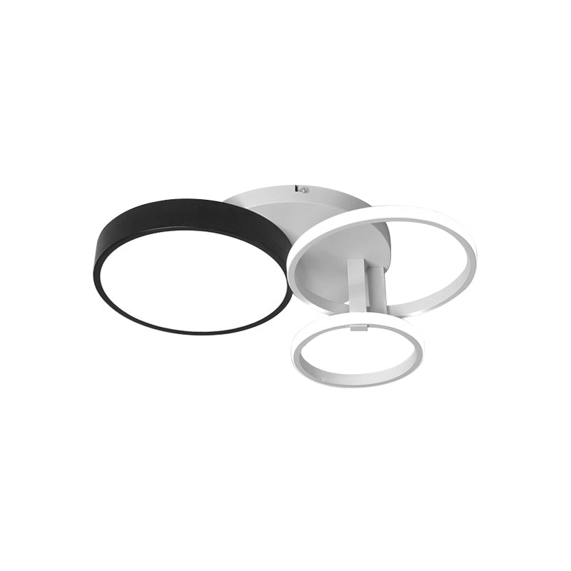 Modern Black Acrylic Ceiling Mounted Light for Living Room - Circular, Close to Ceiling Design with 3/5 Lights