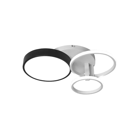 Modern Black Acrylic Ceiling Mounted Light for Living Room - Circular, Close to Ceiling Design with 3/5 Lights