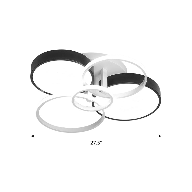 Modern Black Acrylic Ceiling Mounted Light for Living Room - Circular, Close to Ceiling Design with 3/5 Lights