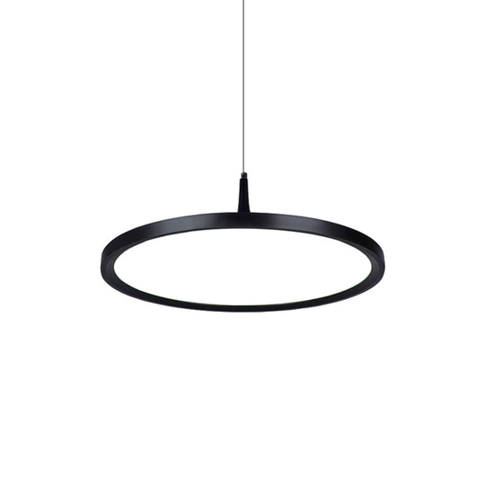 Sleek LED Office Pendant Lamp with Metal Shade - White/Black Ceiling Fixture in Multiple Sizes and Light Options