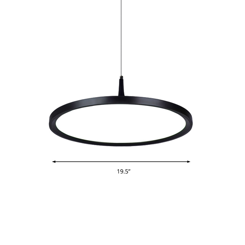 Sleek LED Office Pendant Lamp with Metal Shade - White/Black Ceiling Fixture in Multiple Sizes and Light Options