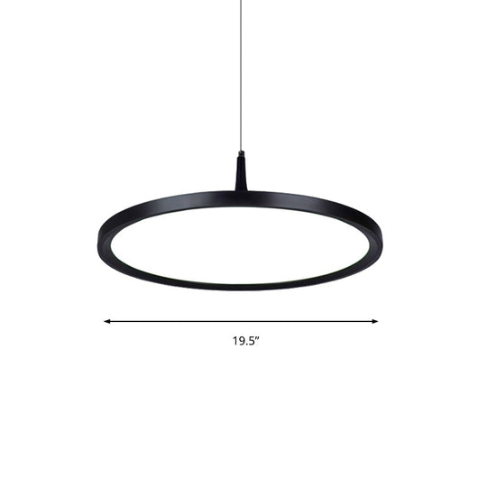 Sleek LED Office Pendant Lamp with Metal Shade - White/Black Ceiling Fixture in Multiple Sizes and Light Options