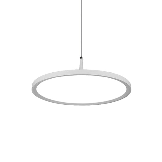 Sleek LED Office Pendant Lamp with Metal Shade - White/Black Ceiling Fixture in Multiple Sizes and Light Options