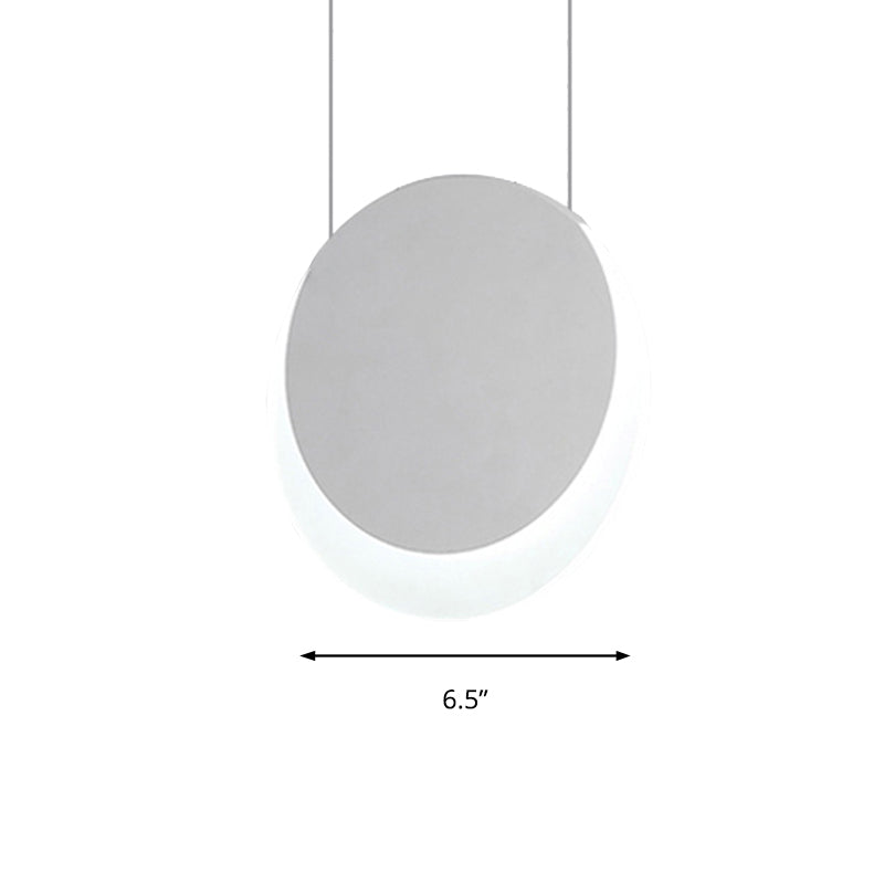 Simplicity LED Pendant Light with White Suspension and Crescent Shaped Acrylic Shade in Warm/White Light, 6.5"/8.5"W