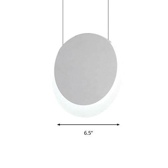 Simplicity LED Pendant Light with White Suspension and Crescent Shaped Acrylic Shade in Warm/White Light, 6.5"/8.5"W