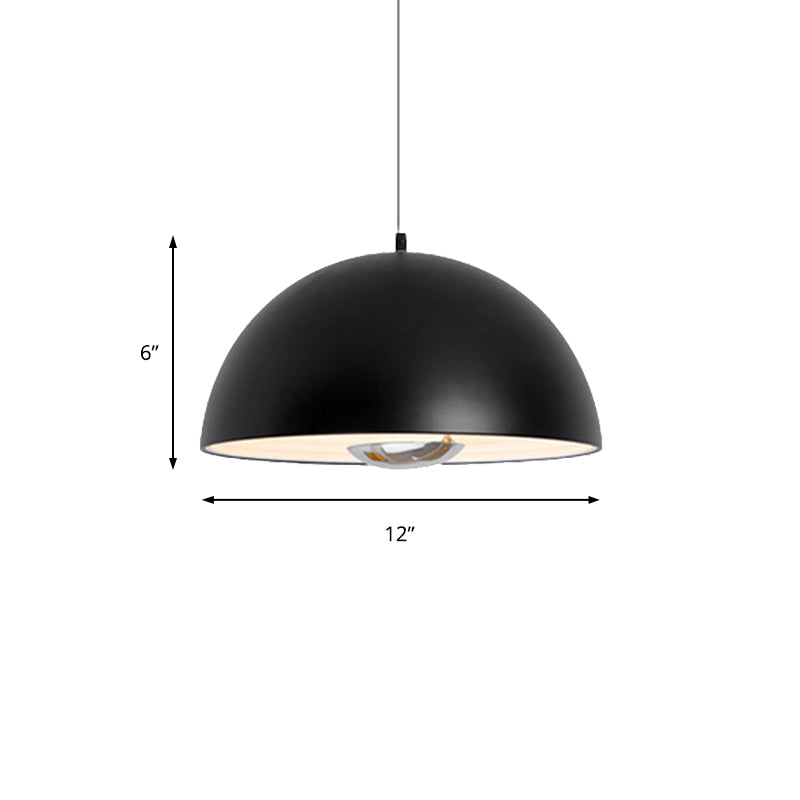 Nordic Dome Hanging Metal Pendant Light Fixture for Dining Room - 1/2/3 Heads, White/Black/Rose Gold - 12"/16"/19.5" Wide