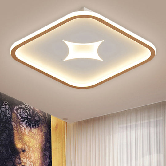 Modern Metallic LED Flush Ceiling Light in Black/Gold - Round/Rectangle, White Light - Available in 3 Sizes