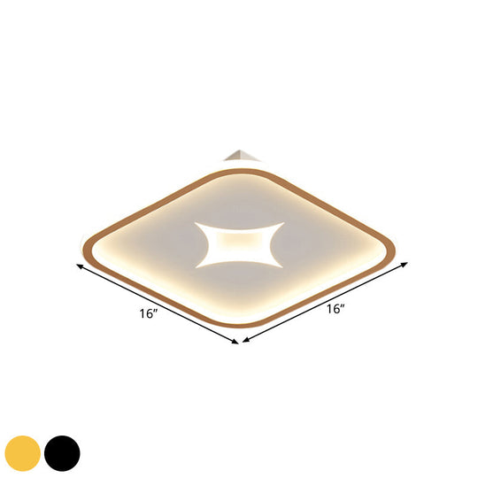 Modern Metallic LED Flush Ceiling Light in Black/Gold - Round/Rectangle, White Light - Available in 3 Sizes