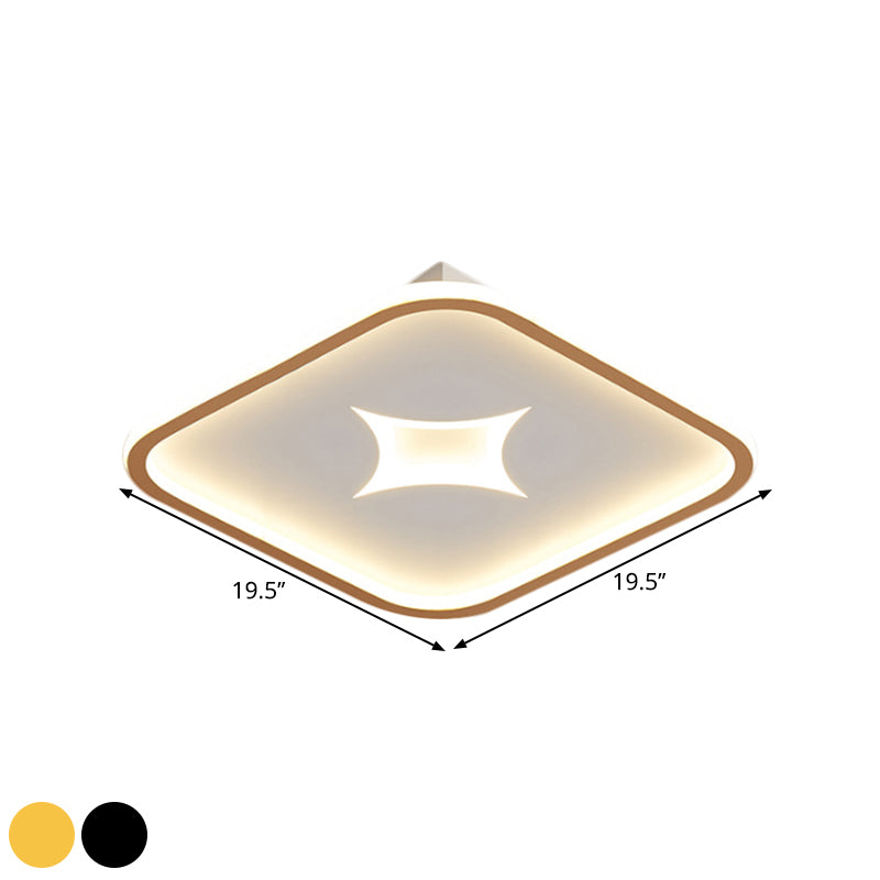 Modern Metallic LED Flush Ceiling Light in Black/Gold - Round/Rectangle, White Light - Available in 3 Sizes