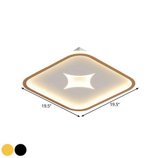 Modern Metallic LED Flush Ceiling Light in Black/Gold - Round/Rectangle, White Light - Available in 3 Sizes