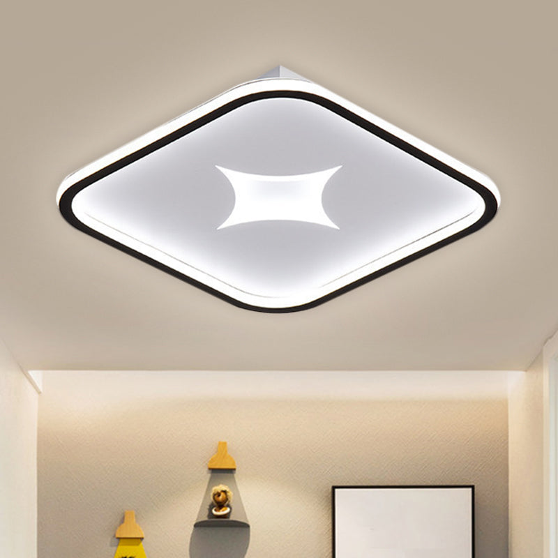 Modern Metallic LED Flush Ceiling Light in Black/Gold - Round/Rectangle, White Light - Available in 3 Sizes
