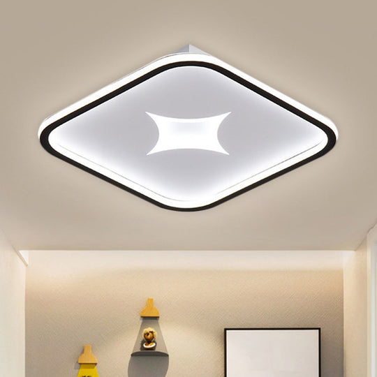 Modern Metallic LED Flush Ceiling Light in Black/Gold - Round/Rectangle, White Light - Available in 3 Sizes