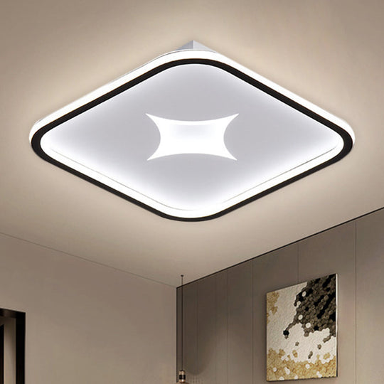 Modern Metallic LED Flush Ceiling Light in Black/Gold - Round/Rectangle, White Light - Available in 3 Sizes