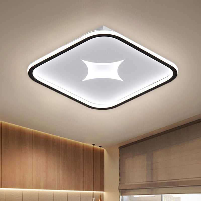Modern Metallic LED Flush Ceiling Light in Black/Gold - Round/Rectangle, White Light - Available in 3 Sizes