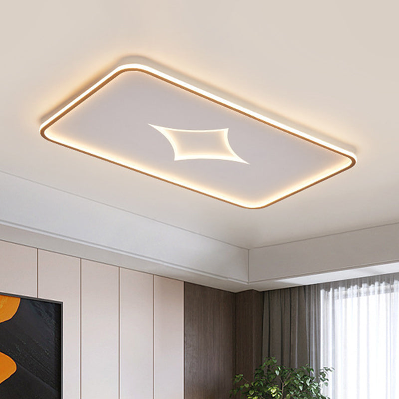 Modern Metallic LED Flush Ceiling Light in Black/Gold - Round/Rectangle, White Light - Available in 3 Sizes
