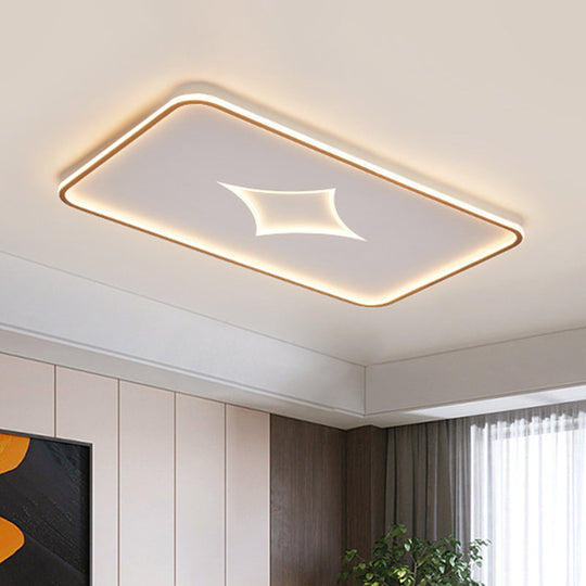 Modern Metallic LED Flush Ceiling Light in Black/Gold - Round/Rectangle, White Light - Available in 3 Sizes