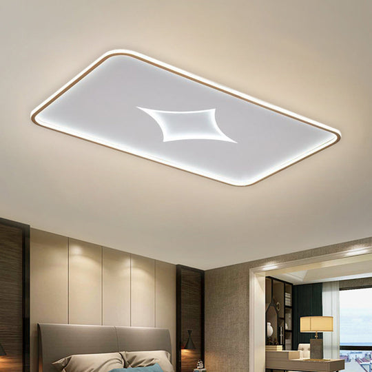 Modern Metallic LED Flush Ceiling Light in Black/Gold - Round/Rectangle, White Light - Available in 3 Sizes