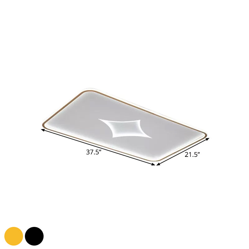 Modern Metallic LED Flush Ceiling Light in Black/Gold - Round/Rectangle, White Light - Available in 3 Sizes