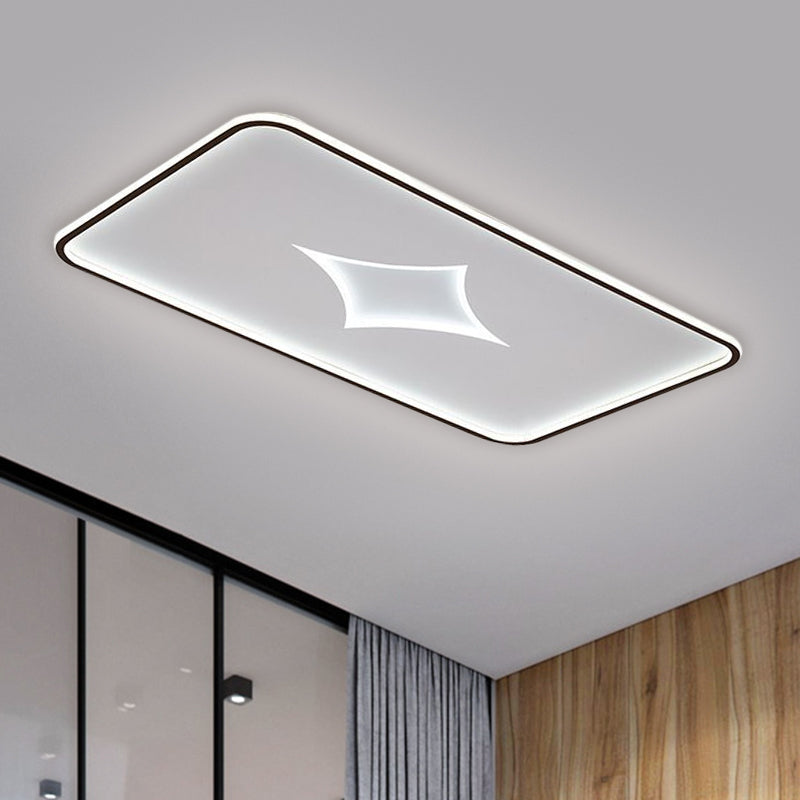 Modern Metallic LED Flush Ceiling Light in Black/Gold - Round/Rectangle, White Light - Available in 3 Sizes