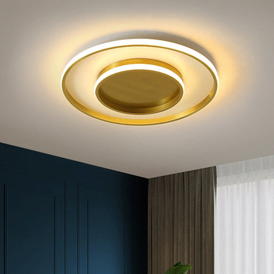 Minimalist Gold Led Flush Mount Ceiling Light In Three Colors / White