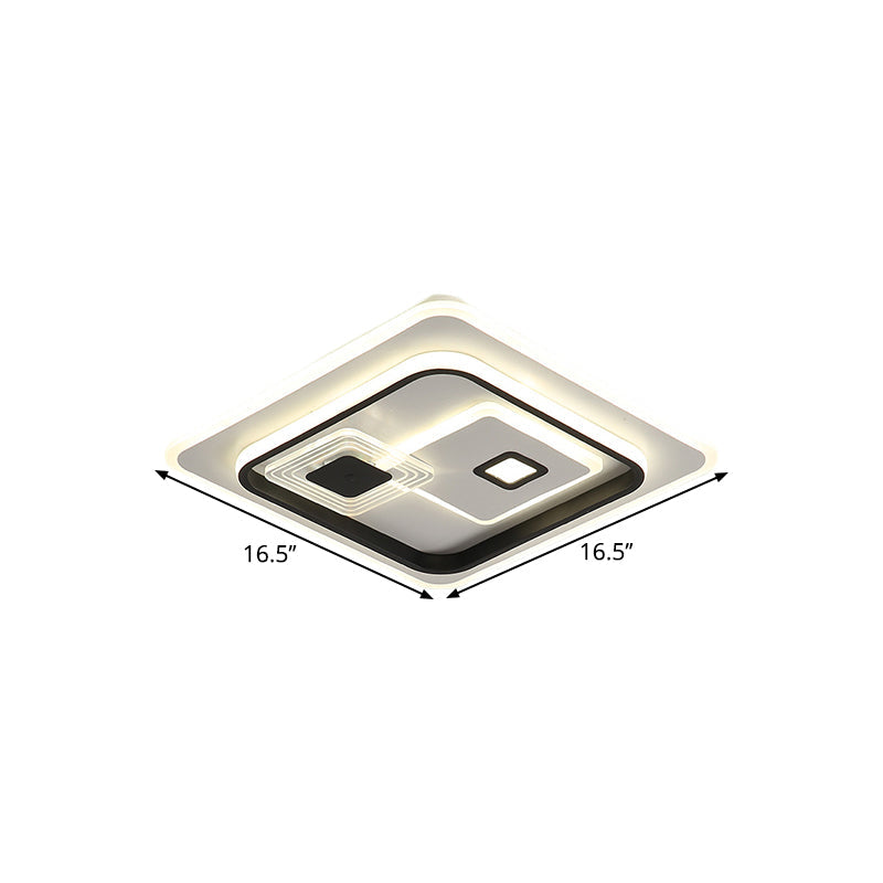 Plafonnier encastré minimaliste à LED noir avec abat-jour rectangulaire en métal, options de lumière chaude/blanche, 16,5"/20,5"/35,5" W