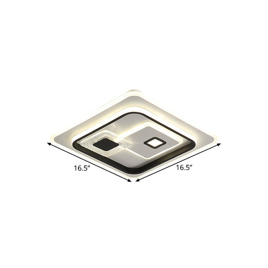 Plafonnier encastré minimaliste à LED noir avec abat-jour rectangulaire en métal, options de lumière chaude/blanche, 16,5"/20,5"/35,5" W