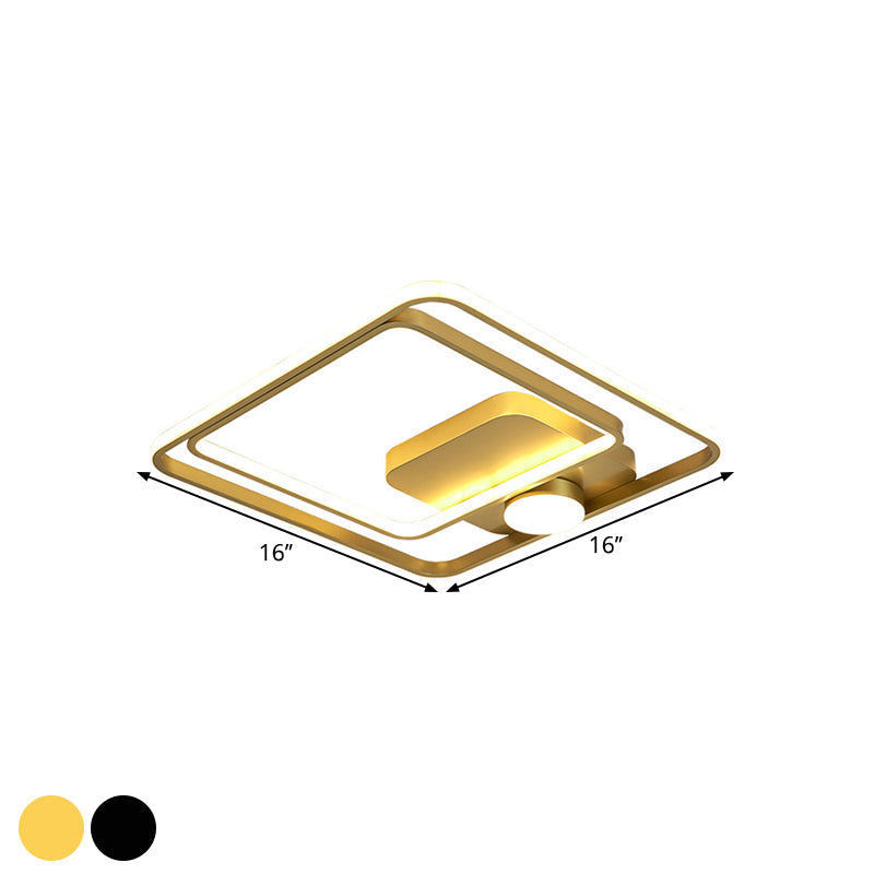 16/19.5 Modern Metallic Black/Gold Led Flush Mount Ceiling Light Fixture