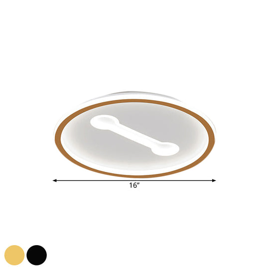 Ultra-Thin Round Metallic Flush Light, Nordic Black/Gold LED Flush Mount Fixture, Warm/White Light, 16"/19.5" Dia