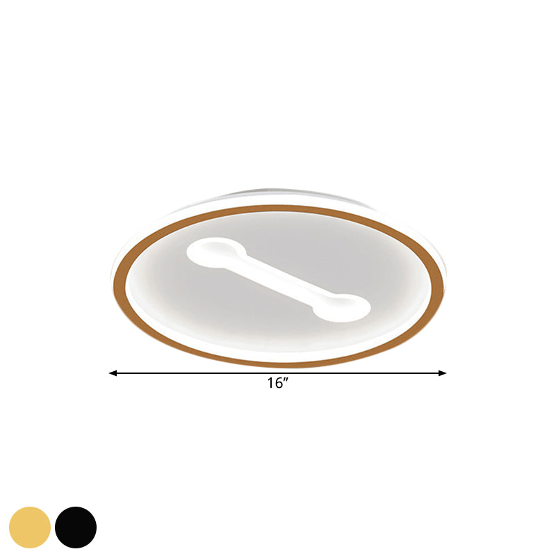 Ultra-Thin Round Metallic Flush Light Nordic Black/Gold Led Mount Fixture Warm/White 16/19.5 Dia