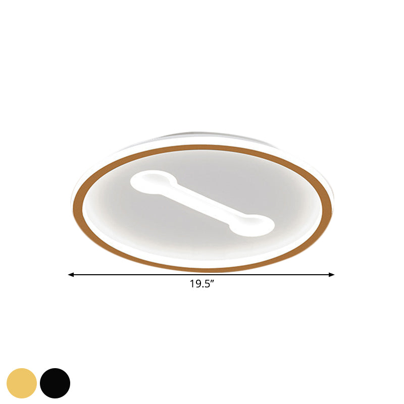 Ultra-Thin Round Metallic Flush Light, Nordic Black/Gold LED Flush Mount Fixture, Warm/White Light, 16"/19.5" Dia