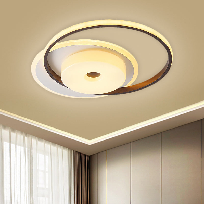 Metallic Nordic LED Flush Mount Ceiling Fixture in Warm/White, 16"/19.5" Wide