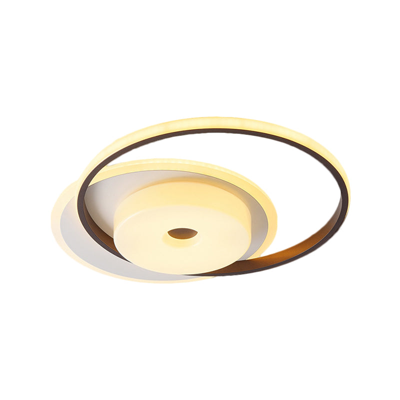 Metallic Nordic LED Flush Mount Ceiling Fixture in Warm/White, 16"/19.5" Wide