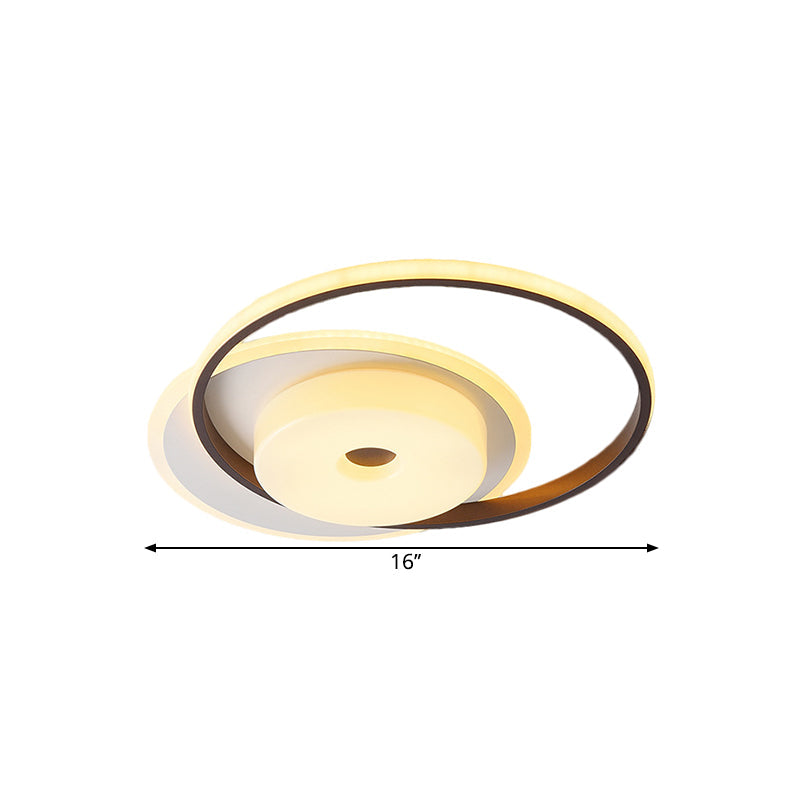 Metallic Nordic LED Flush Mount Ceiling Fixture in Warm/White, 16"/19.5" Wide