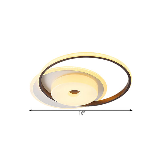 Metallic Nordic Led Flush Mount Ceiling Fixture In Warm/White 16/19.5 Wide
