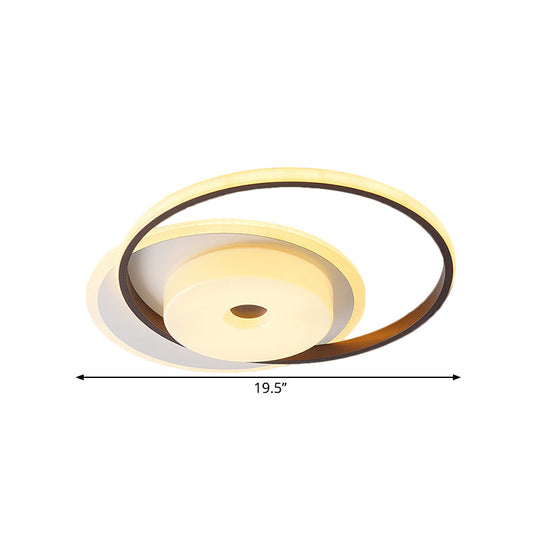 Metallic Nordic Led Flush Mount Ceiling Fixture In Warm/White 16/19.5 Wide