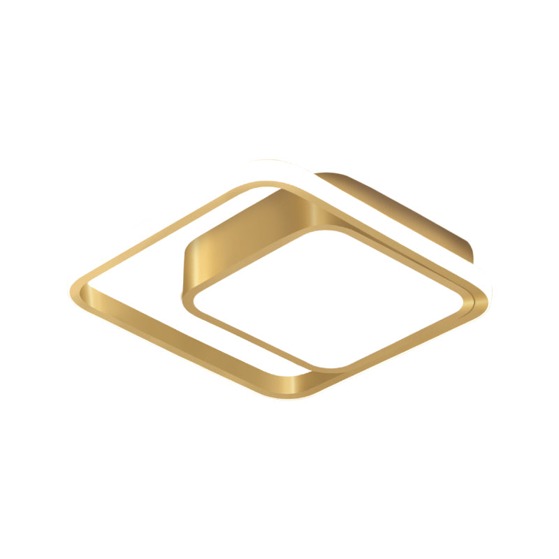 Modern Gold Square Flush Mount LED Metal Light Fixture for Corridors - Customizable in 7 Days