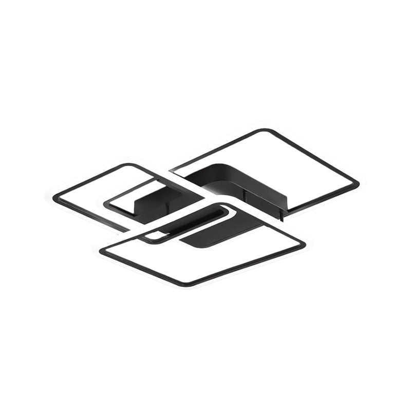 Modern Black Metallic LED Flushmount Lighting for Bedrooms - Rectangle and Square Options (Customizable in 7 Days)