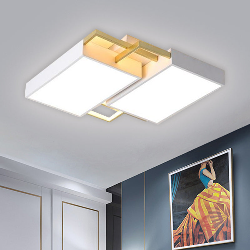 Modern Metal LED Flush Mount Light in Black/Gold Finish, 16"/19.5" Width with Warm/White Light