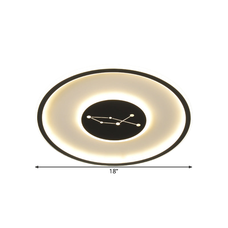 Modern LED Flush Mount Ceiling Lamp - Sleek Acrylic Design with Adjustable Light Color, Black Finish - Ideal for Bedrooms