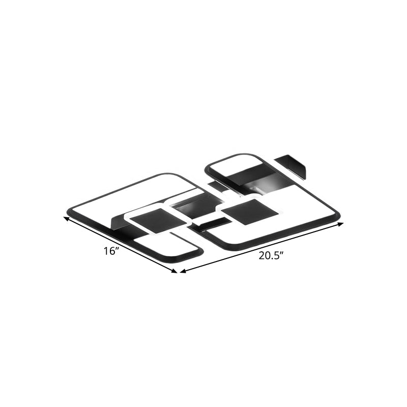 Nordic Metal Geometric Led Flushmount Lighting In Black 16.5/20.5/24.5 W | Customize 7 Days