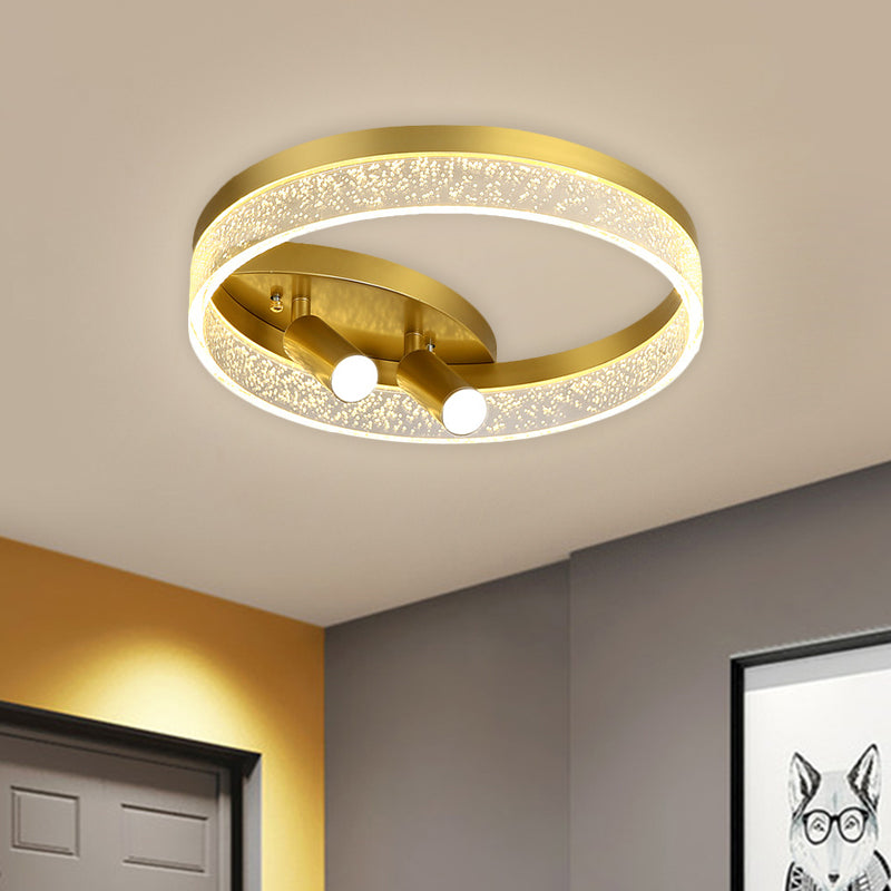 Modern Style Gold Round LED Flush Mount Spotlight - Warm/White Light, 16"/19.5" Width
