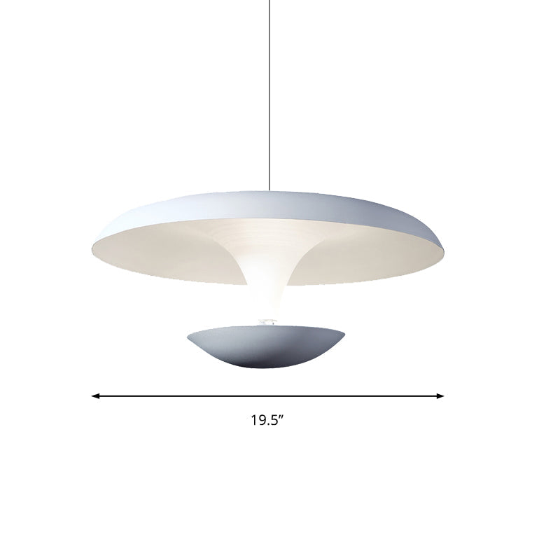 Modern White Disc Pendant Light Fixture - Creative Metal Hanging Lamp, 8.5"/19.5" Wide